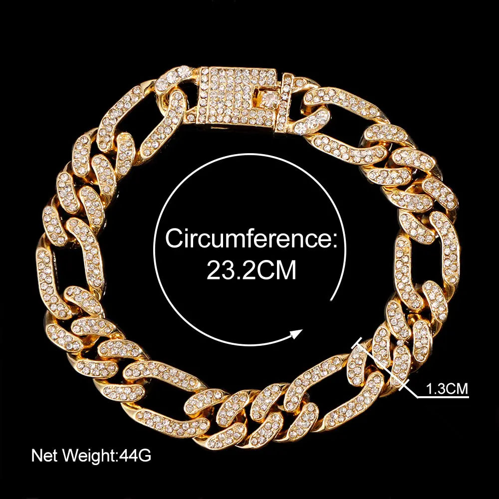 Hip Hop Iced Out Prong Cuban Link Chain Anklet For Women Gold Silver Color Prong Rhombus Cuban Anklets Bracelet Fashion Jewelry