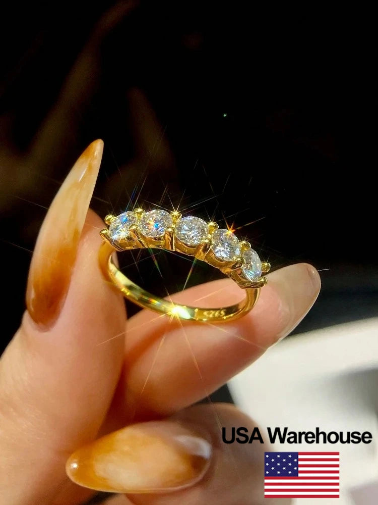 925 Sterling Silver Classic Shiny Simplicity Five Star Zircon Ring For Women Engagement Wedding Luxury High Quality Fine Jewelry