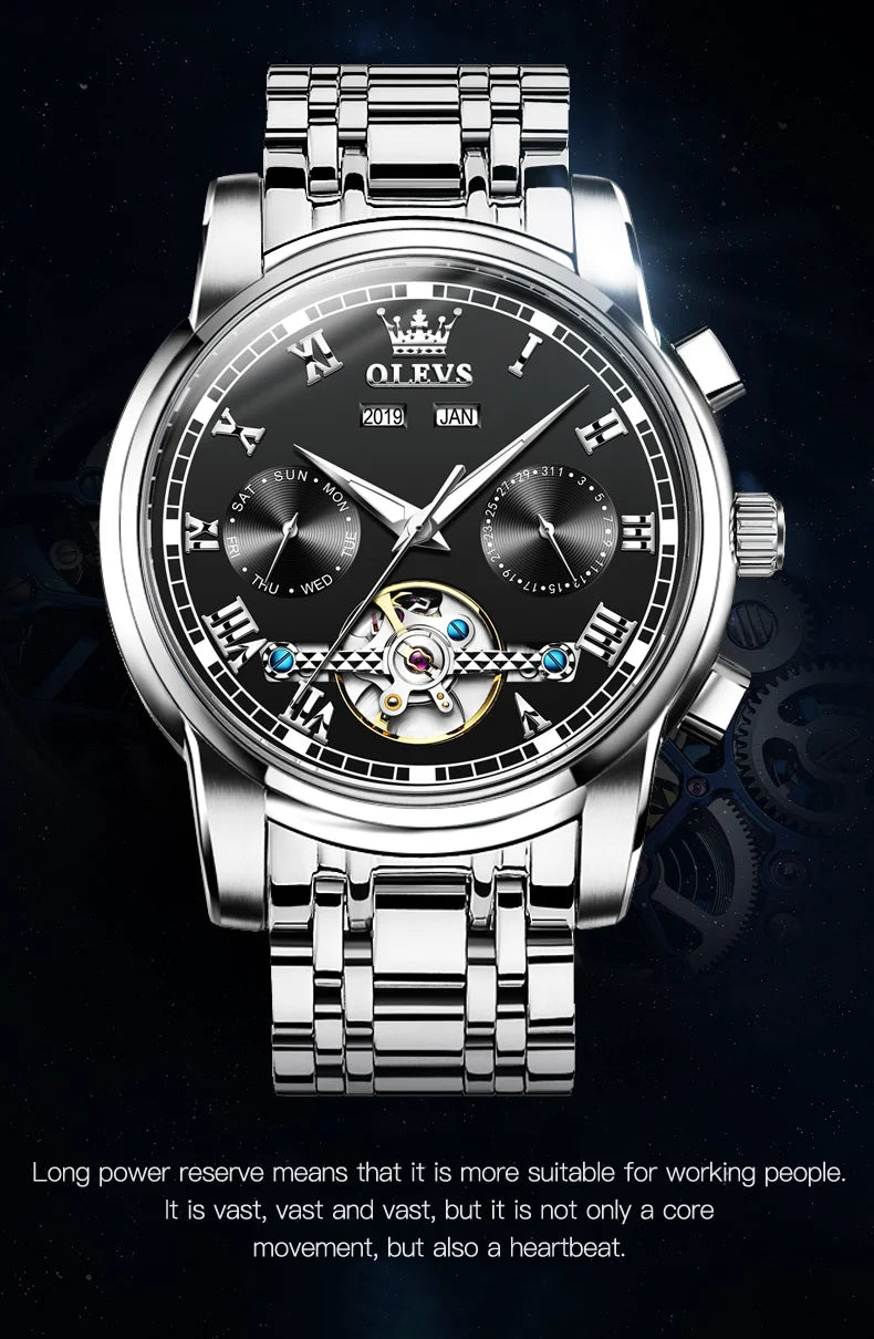 100% Original OLEVS Automatic Mechanical Couple Wrist Watches for Men and Women Waterproof Watches His or Hers Lover's Watch Set