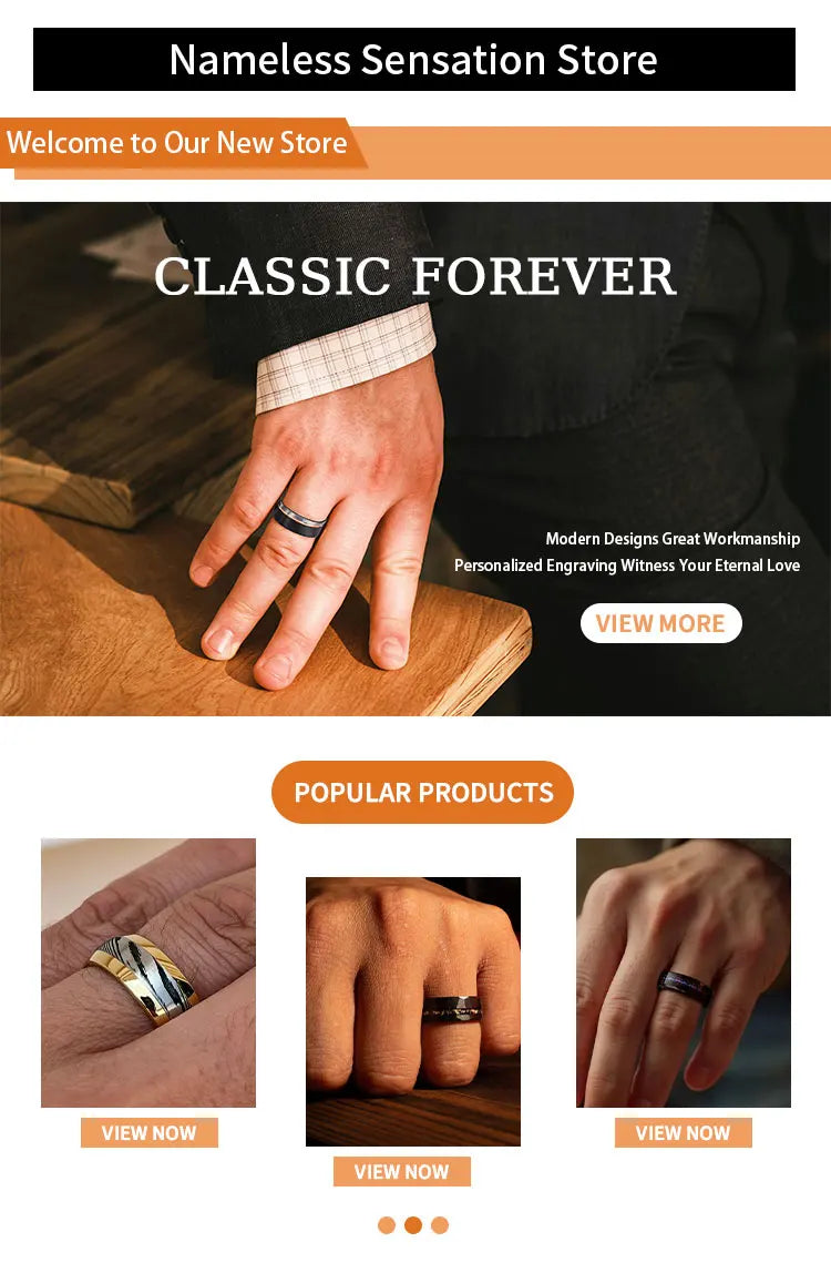 Tungsten Carbide Men's Ring, White Zircon 8mm Couple Wedding Ring, Fashion Hip Hop Suitable for Daily Wedding Party Wear