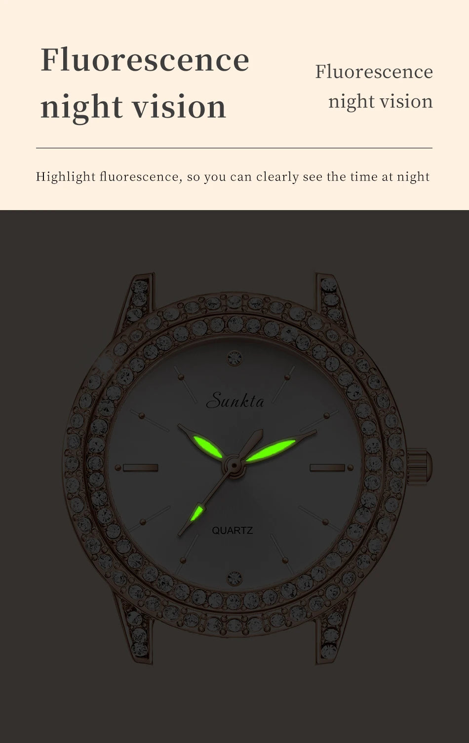 SUNKTA Women Wristwatches Relojes Para Mujer Luxury Classic Golden Watch Women Alloy Strap Round Rhinestone Dail Quartz Watches