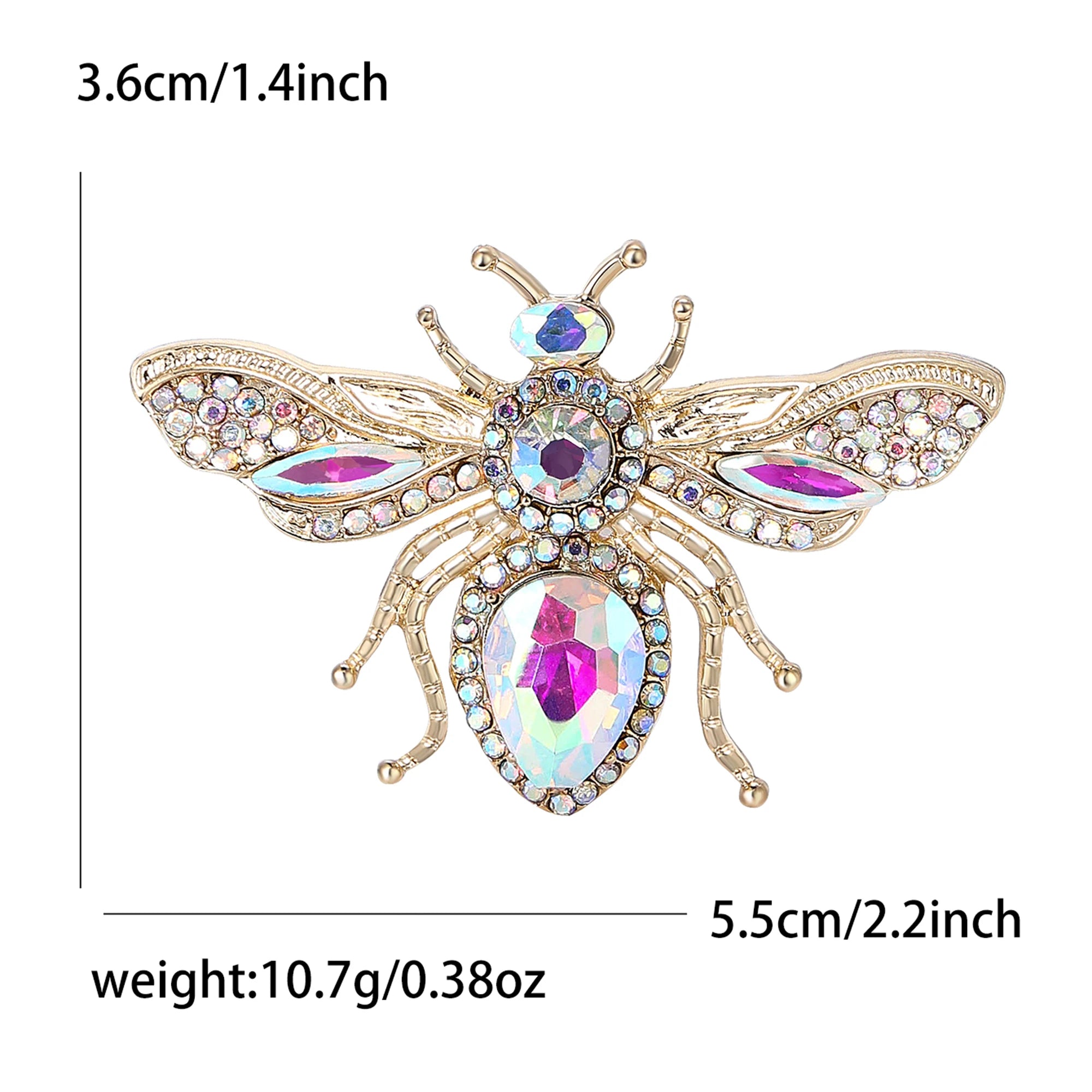 Stylish Rhinestone Bee Brooches for Women Unisex Crystal Glass Insect Pins Event Funny Luxury Gifts New Year Friends Decoration