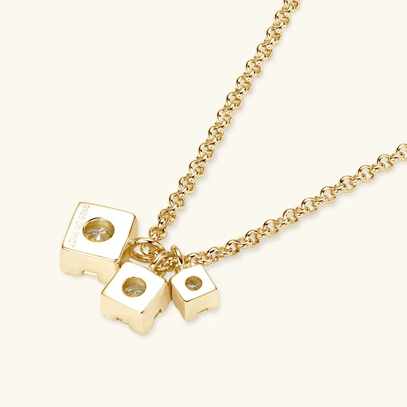 OXTAO Real 925 Silver Three Stone Moissanite Pendant Necklace Glittering Diamond for Women Chain Necklaces Jewelry Gift