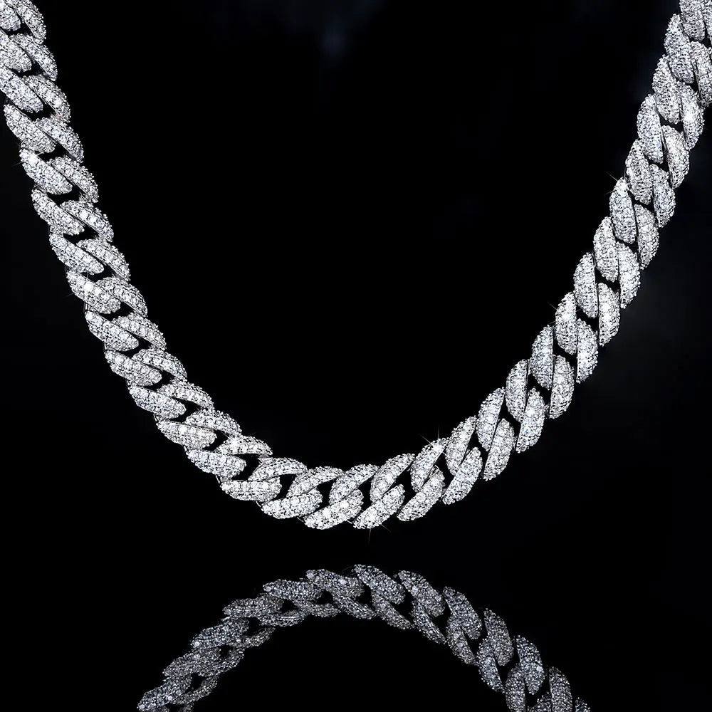 10mm CZ Stone cuban link chain Silver Gold Plated Iced Out Miami Cuban Chain Necklace for Men Women
