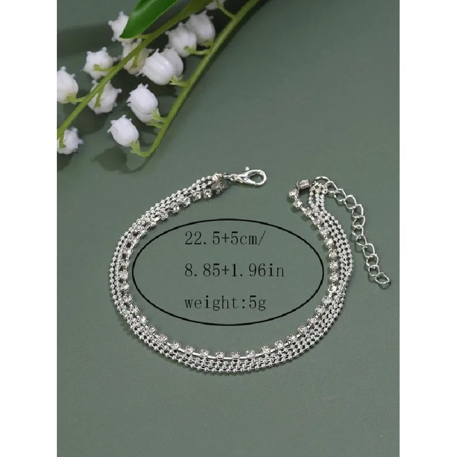 Rhinestone Decor Adjustable Strap Stackable Anklet, Designer Anklet for Women As Gift, Trendy Exquisite Jewelry for Party, Daily