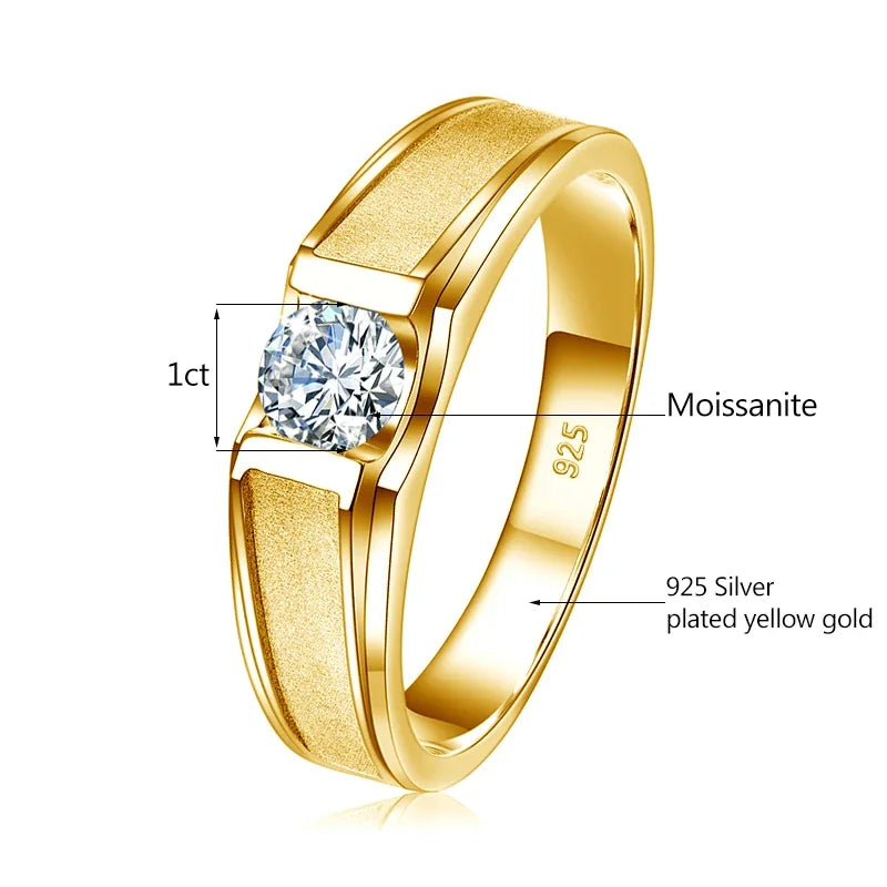 2 Carat Moissanite Rings For Men 925 Sterling Silver White Gold Plated Engagement Wedding Mens Jewellery 2025 Trend Gift Male