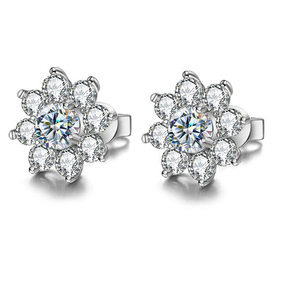 Moissanite Flower Earrings (0.5 Carat)
