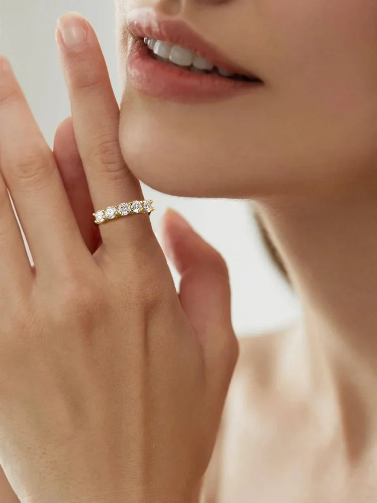 925 Sterling Silver Classic Shiny Simplicity Five Star Zircon Ring For Women Engagement Wedding Luxury High Quality Fine Jewelry