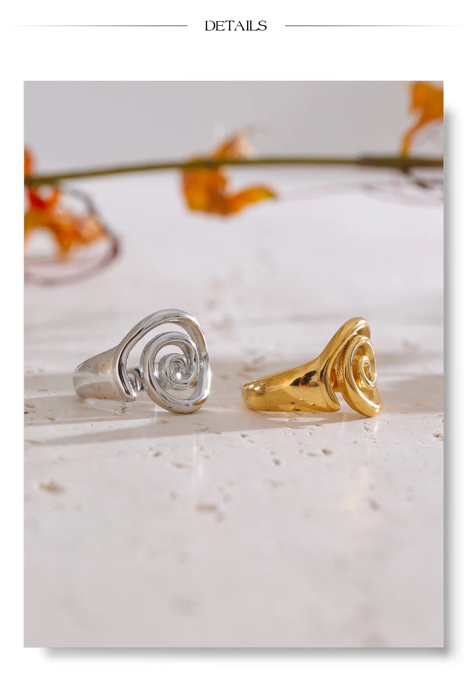 Yhpup Size 6789 Trendy Conch Ocean Series Ring Casting Fashion Charm Finger Jewelry Accessories Real Gold PVD Plated for Women