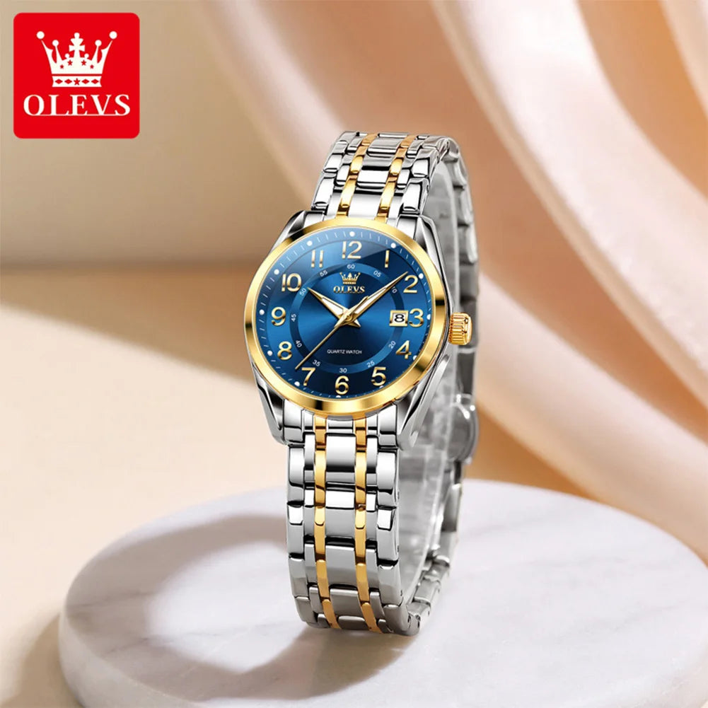 OLEVS 3666 Couple Watch Luxury Brand Quartz Watch Waterproof Watch Lover Gift Night Light Classic Date Week Clock His Her Watch