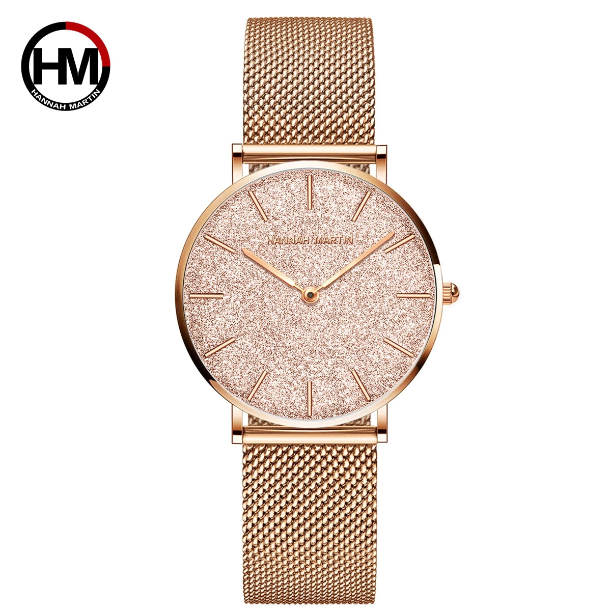 HANNAH MARTIN Brand Quality Stainless Steel Japan Quartz Movement Waterproof Women 36mm Full Rose Gold Ladies Dropshipping Watch