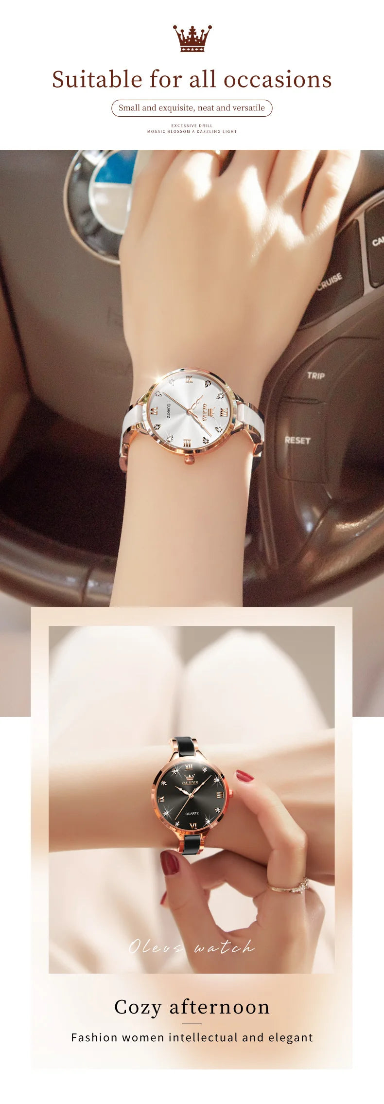 OLEVS Luxury Brand Women's Watches Elegant Fashion Ceramic strip Waterproof Japan Imports Quartz Watch Dress Lady Watch Simple