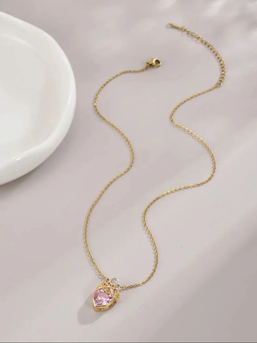 Princess Crown Pendant Necklace Women Wedding Party Jewelry School Blair Crown Rapunzel Gold Plated Necklace Gift for Her