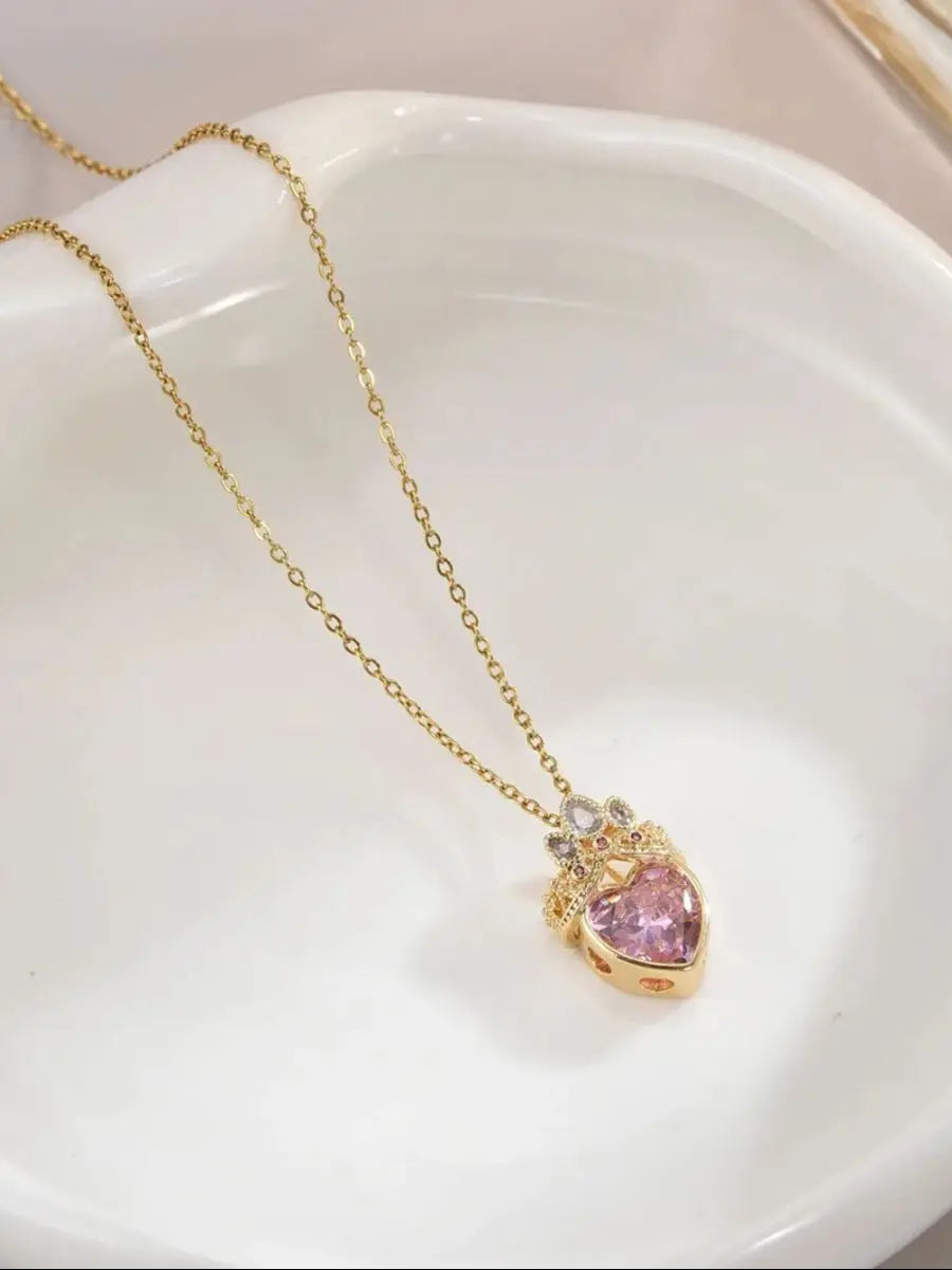 Princess Crown Pendant Necklace Women Wedding Party Jewelry School Blair Crown Rapunzel Gold Plated Necklace Gift for Her