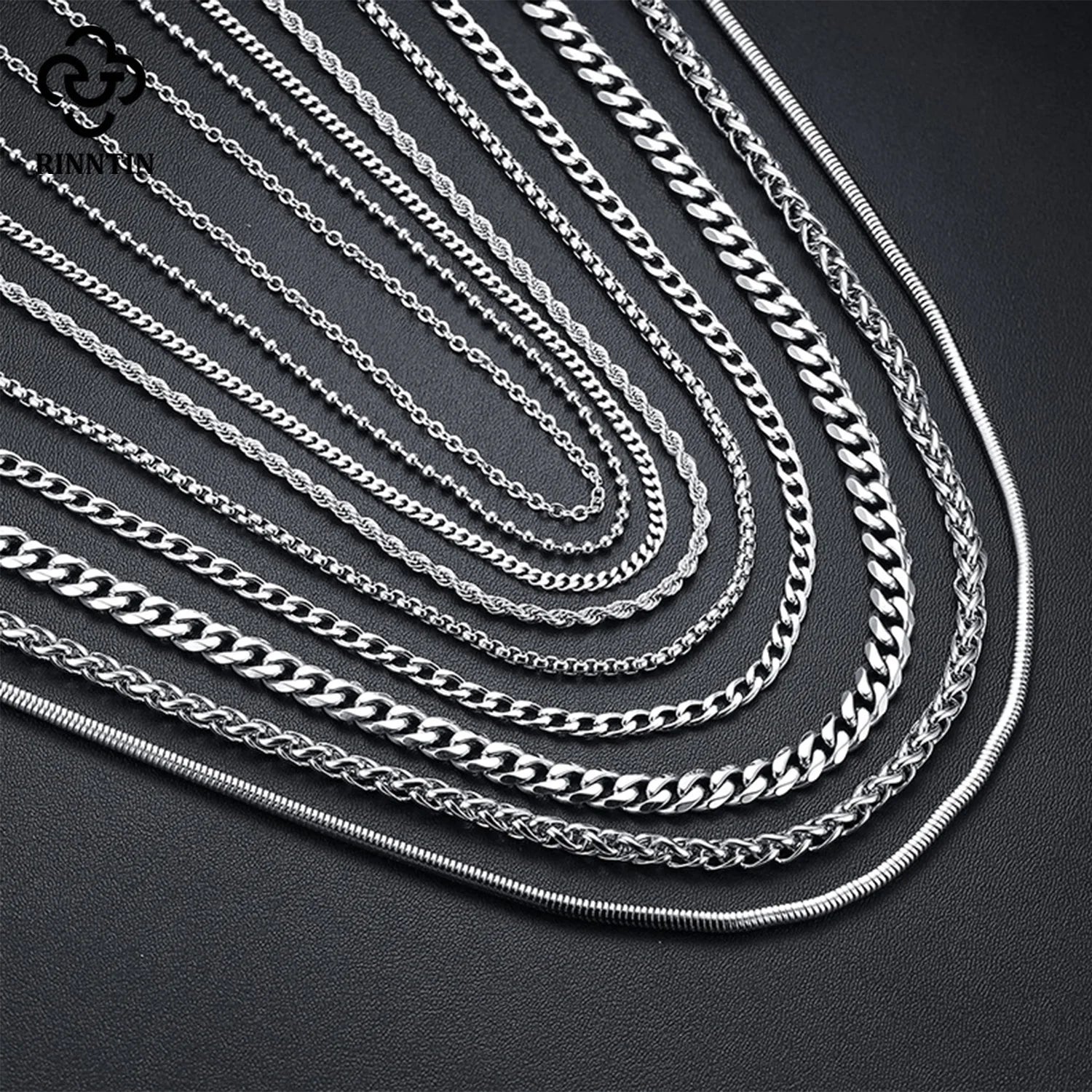 Rinntin Vintage 925 Sterling Silver Link Necklace Fashion Women Men Dainty Neck Chain Hip Hop Rhodium Neck Jewelry Gift SC21