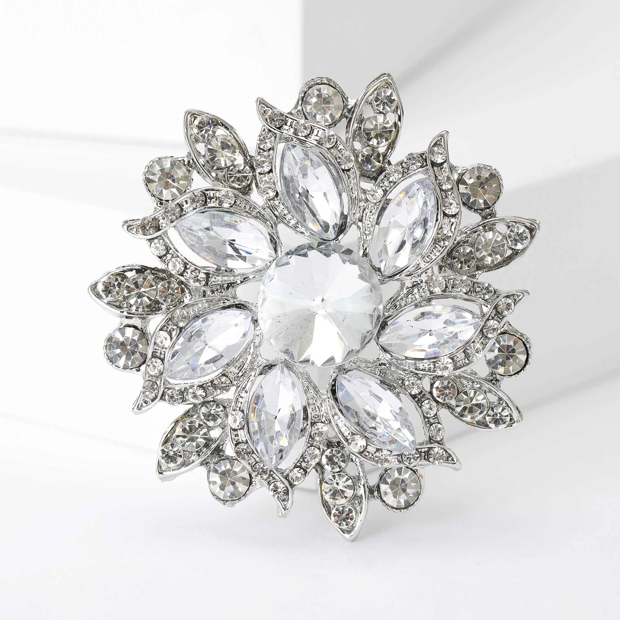 Trendy Large Rhinestone Flower Brooches for Women 8-color Luxury Banquet Party Backpack Gifts Jewelry Accessories