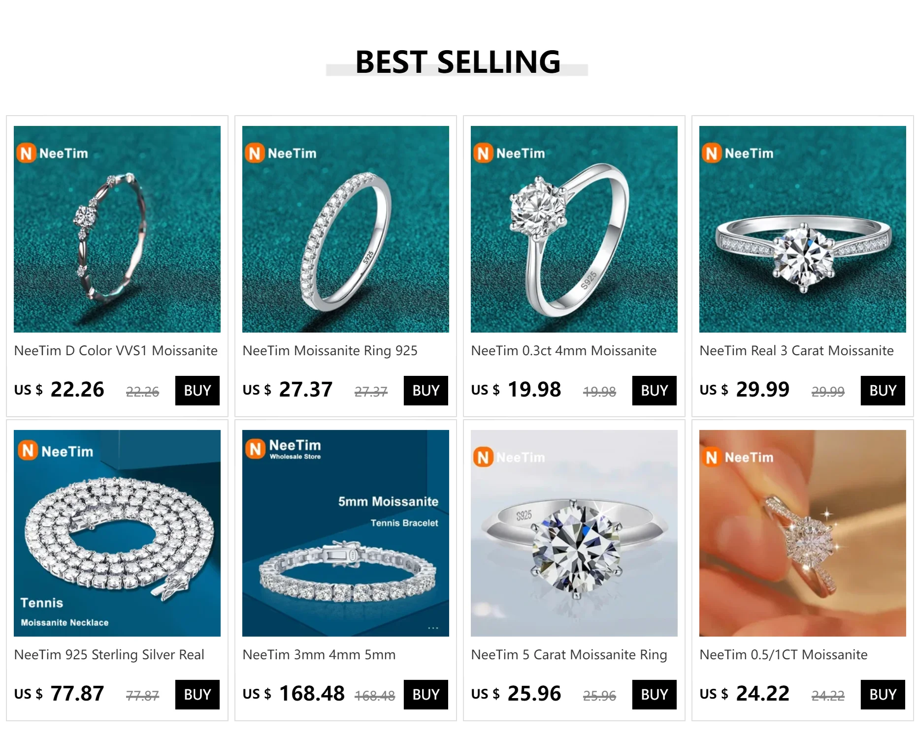 NeeTim Moissanite Stud Earrings for Women S925 Sterling Silver White Gold Plated Diamond Earring Ear Studs Wedding Fine Jewelry