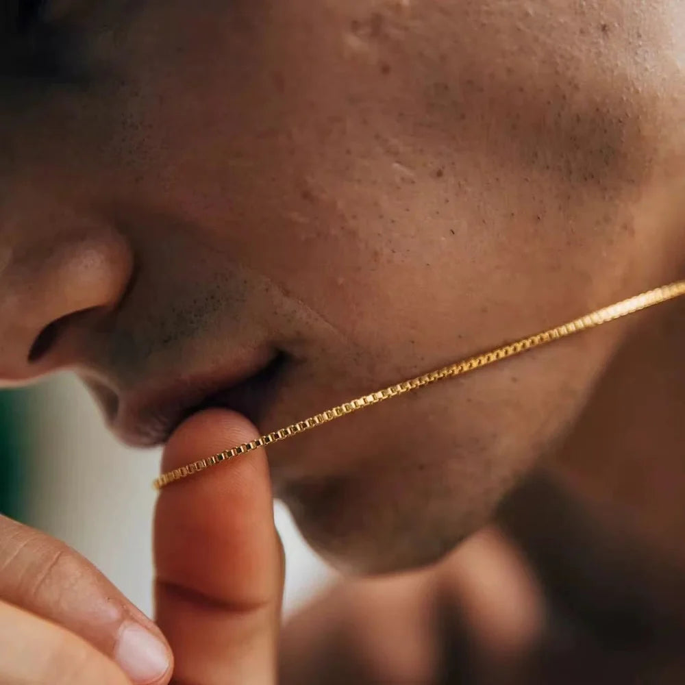 1.2mm Simple Stainless Steel Box Chain Necklace Gold Color Titanium Steel Men Necklace Fashion Women Jewelry Trend Accessories