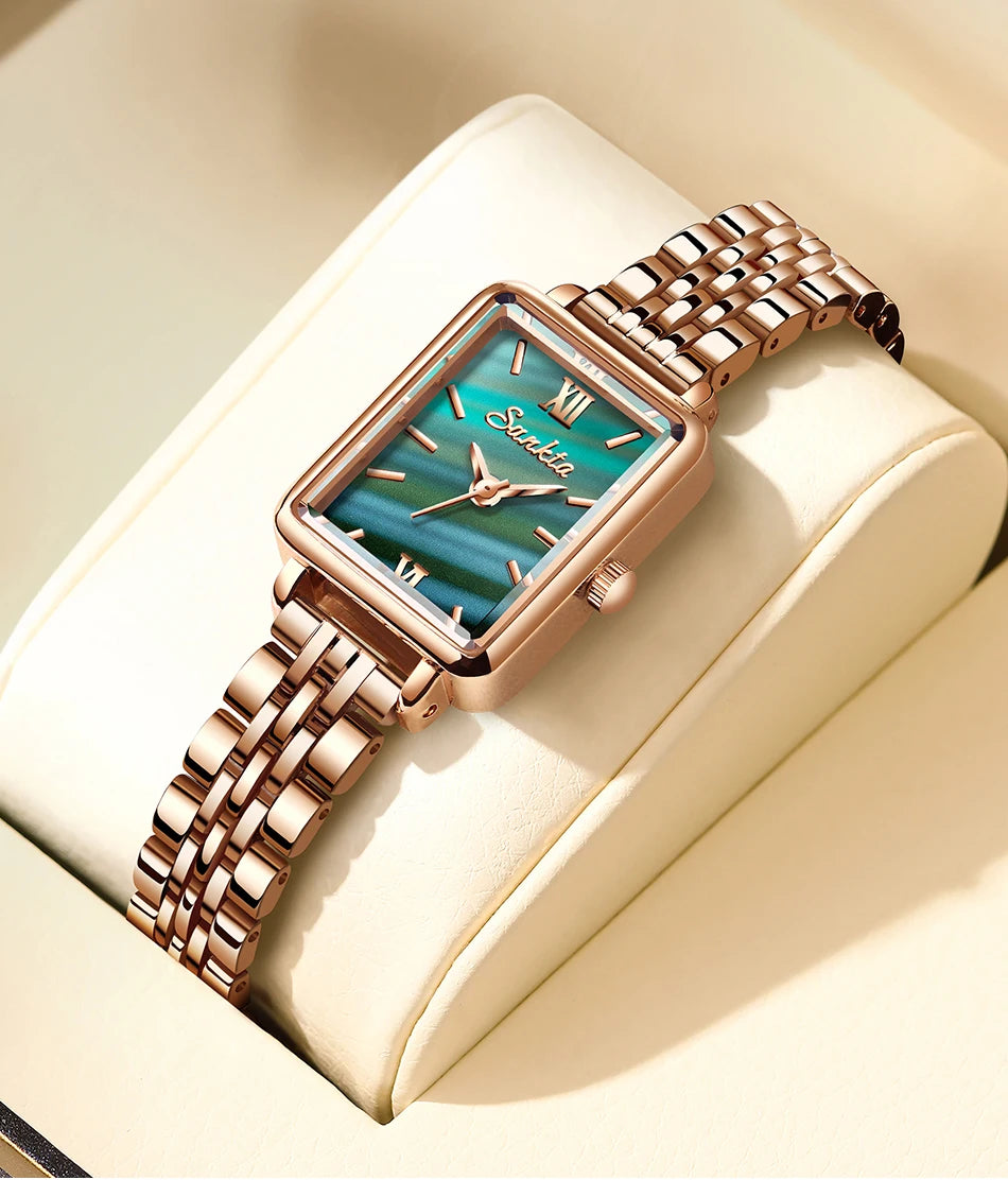 SUNKTA Fashion Ladies Watch Elegant Dress Womens Wristwatches Ceramic Bracelet Watches for Women Waterproof Clock Reloj Mujer