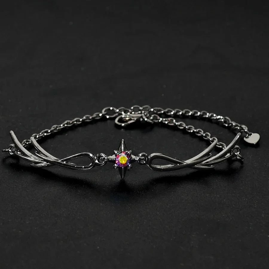 A punk style twilight black feather diamond alloy bracelet for women, an exquisite gift for women