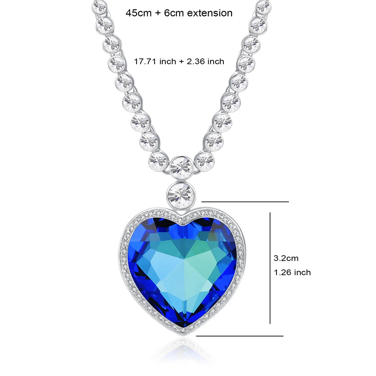 Luxury Heart of the Ocean Necklace for Her, Titanic Inspired Blue Crystal Pendant, Gold & Rhodium Plated Valentine's Day Gift