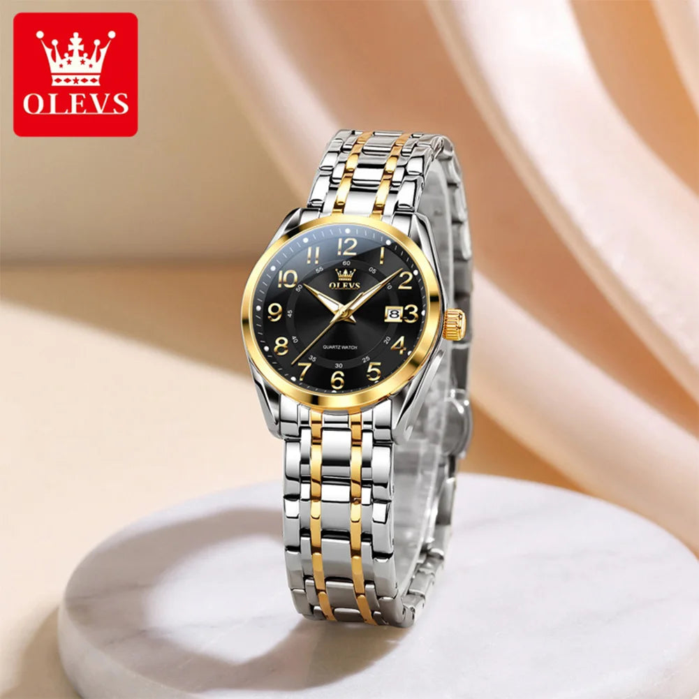 OLEVS 3666 Couple Watch Luxury Brand Quartz Watch Waterproof Watch Lover Gift Night Light Classic Date Week Clock His Her Watch