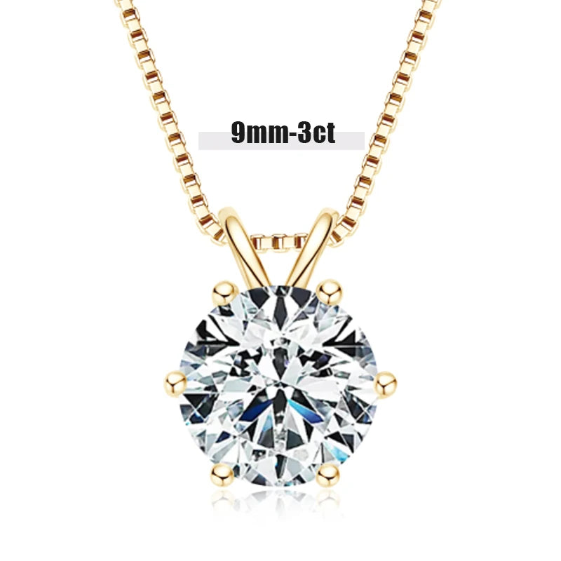 OXTAO Classic Six Claw D Color Moissanite Solitaire Pendant Necklace Female Jewelry Real 925 Silver 3CT 2CT Fine Jewellry Gift