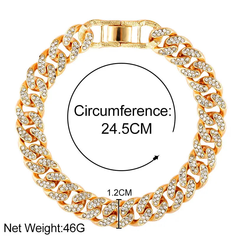 Hip Hop Iced Out Prong Cuban Link Chain Anklet For Women Gold Silver Color Prong Rhombus Cuban Anklets Bracelet Fashion Jewelry