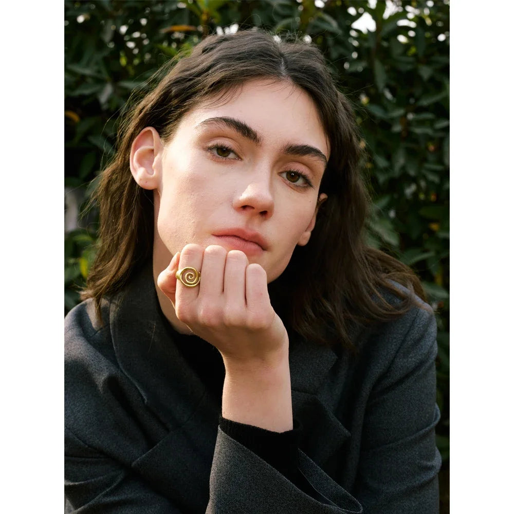 Yhpup Size 6789 Trendy Conch Ocean Series Ring Casting Fashion Charm Finger Jewelry Accessories Real Gold PVD Plated for Women