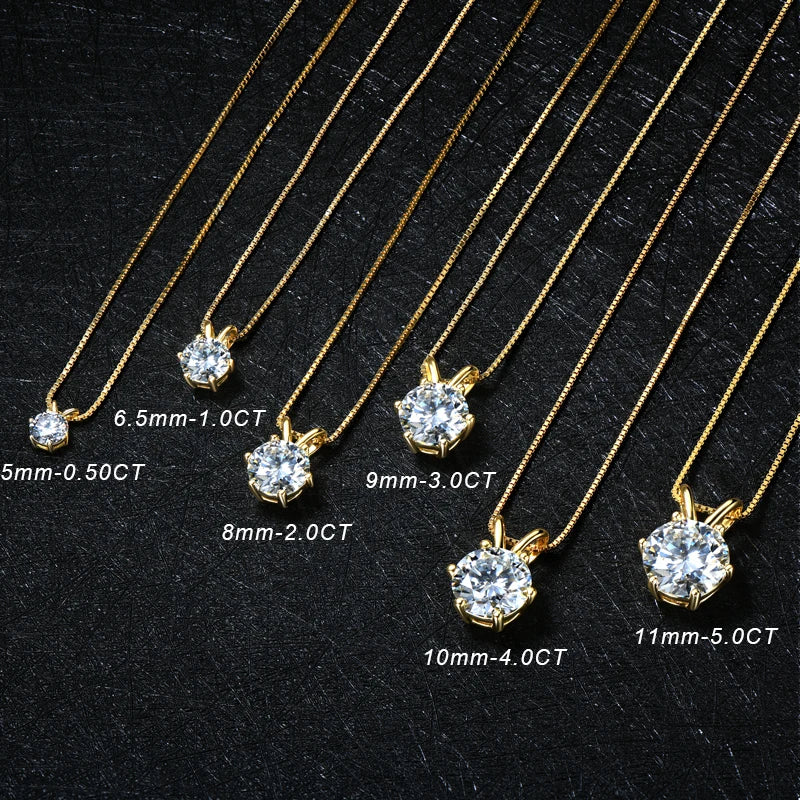 OXTAO Classic Six Claw D Color Moissanite Solitaire Pendant Necklace Female Jewelry Real 925 Silver 3CT 2CT Fine Jewellry Gift