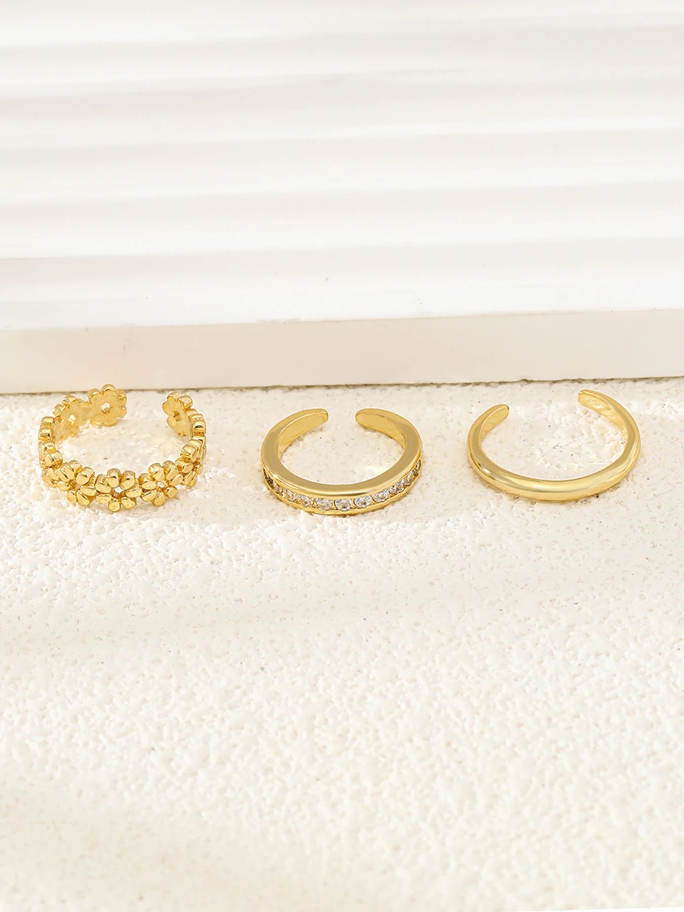 3pcs Fashionable Luxurious Open Adjustable Zircon Foot Ring Women's Beach Vacation Foot Joint Ring Toe Ring Set Jewelry