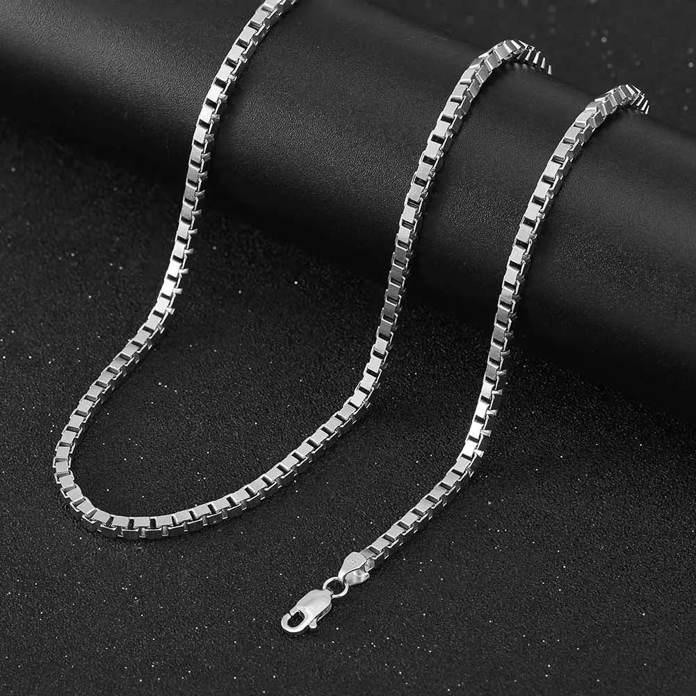 Rinntin Vintage 925 Sterling Silver Link Necklace Fashion Women Men Dainty Neck Chain Hip Hop Rhodium Neck Jewelry Gift SC21