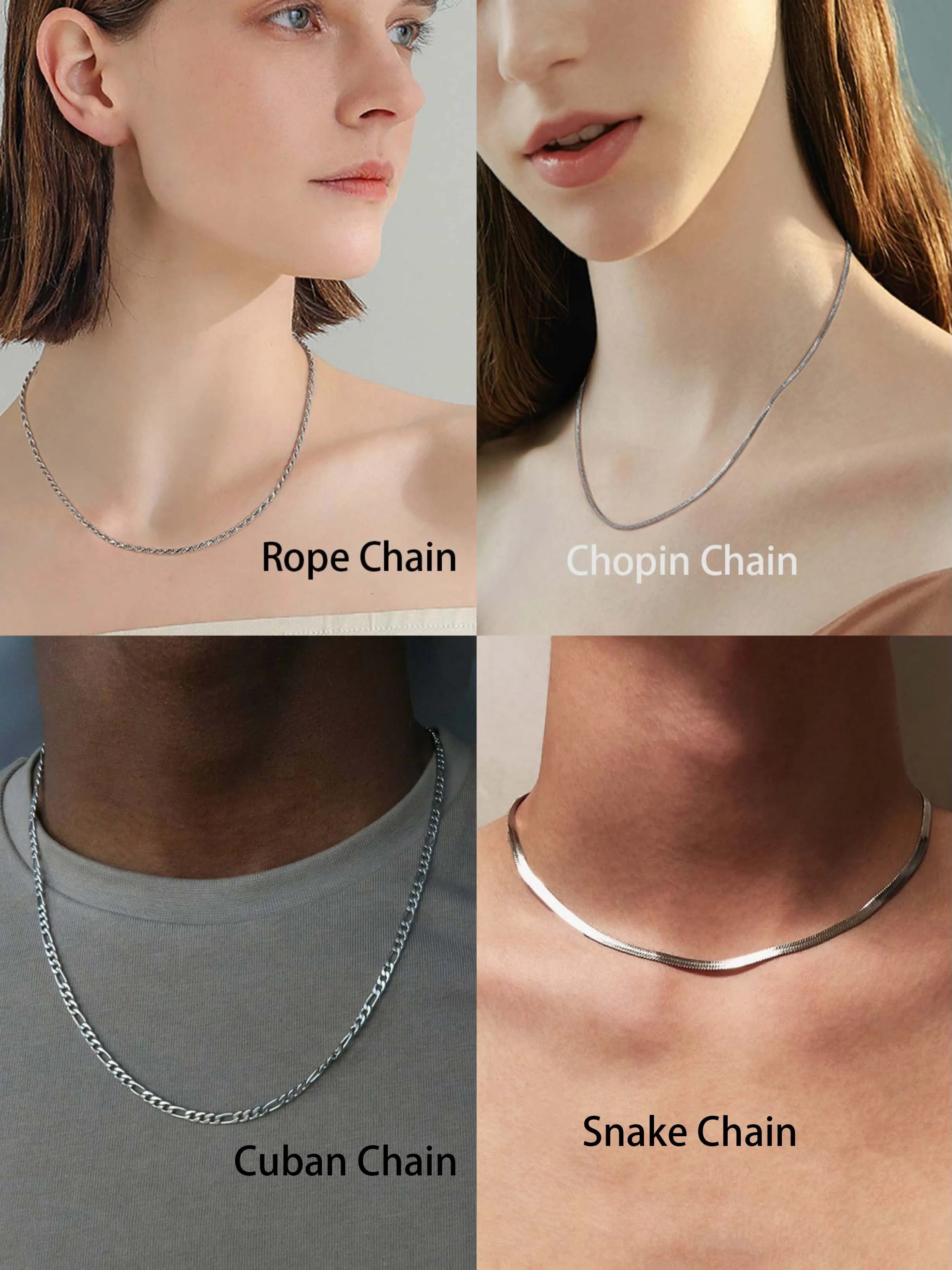 Rinntin Vintage 925 Sterling Silver Link Necklace Fashion Women Men Dainty Neck Chain Hip Hop Rhodium Neck Jewelry Gift SC21