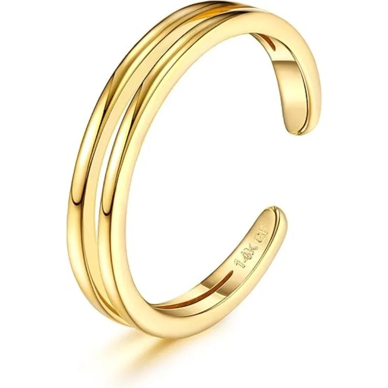 14K Gold-plated Toe Rings for Women Adjustable Toe Ring Band Ring Cubic Zirconia Daisy Flower Toe Rings Summer Beach Foot Jewel