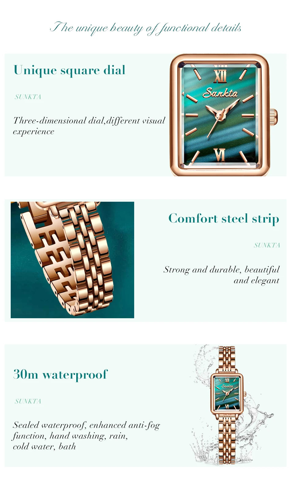 SUNKTA Fashion Ladies Watch Elegant Dress Womens Wristwatches Ceramic Bracelet Watches for Women Waterproof Clock Reloj Mujer