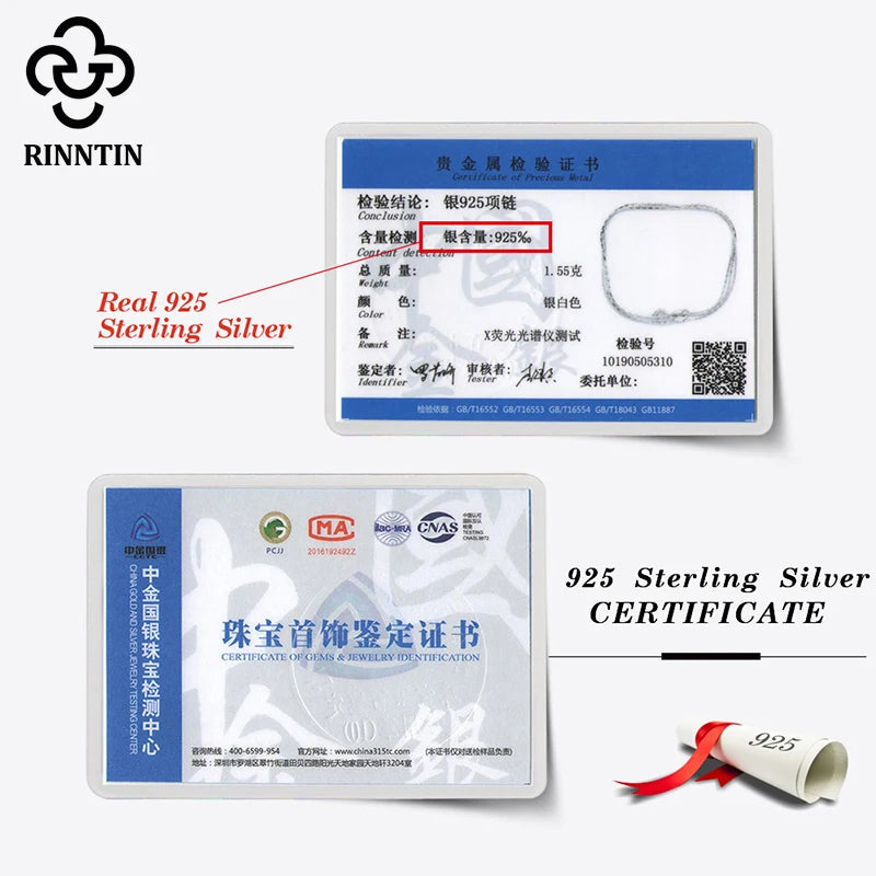 Rinntin Vintage 925 Sterling Silver Link Necklace Fashion Women Men Dainty Neck Chain Hip Hop Rhodium Neck Jewelry Gift SC21