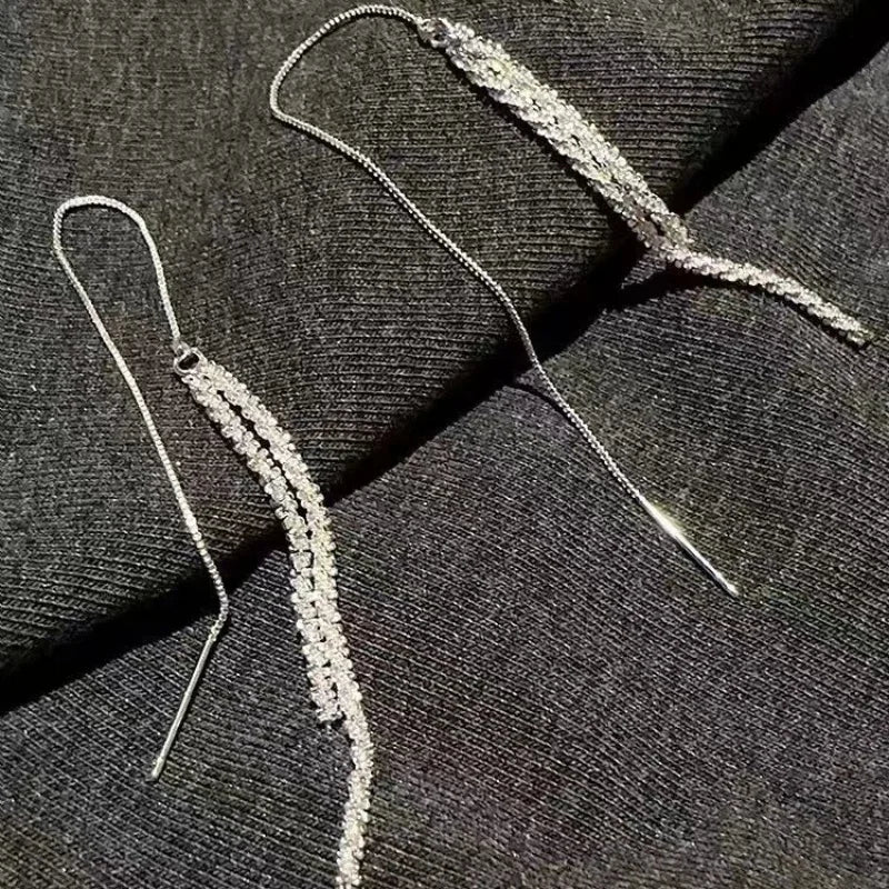 New Long Tassel Chain Dangle Earrings for Women girl Trend Korean Fashion Fine Earring Wedding Luxury Y2K Jewelry Wholesale