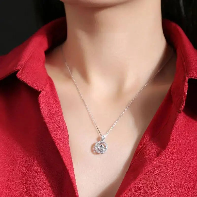 1ct Moissanite Necklace 925 Sterling Silver Women's Pendant Clavicle Chain Jewelry Decor Mother's Day Valentine's Day Proposal E