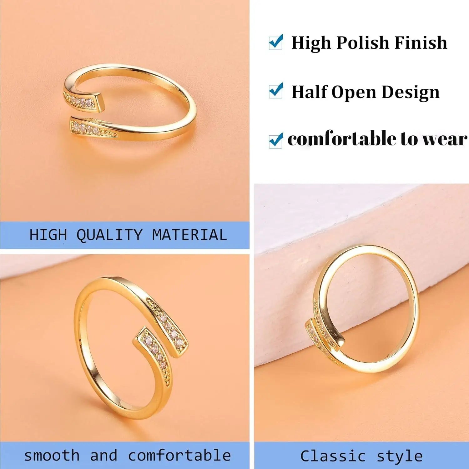 14K Gold-plated Toe Rings for Women Adjustable Toe Ring Band Ring Cubic Zirconia Daisy Flower Toe Rings Summer Beach Foot Jewel