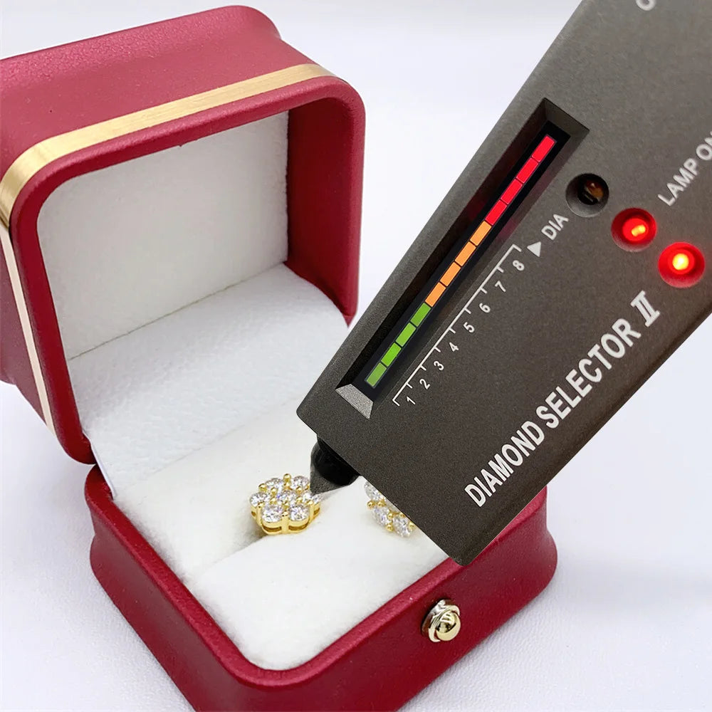 FEOBUR 3mm Full Moissanite Stud Earrings for Women 925 Sterling Silver 7-Stone Flower Wedding Earring Certified Jewelry Gift