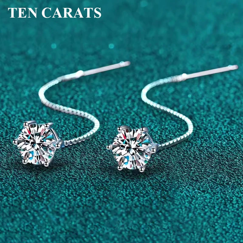 Ten Carats Moissanite Drop Earrings for Women, Elegant Hexagon Cut Dangle Jewelry, Luxury Gift for Anniversary and Parties