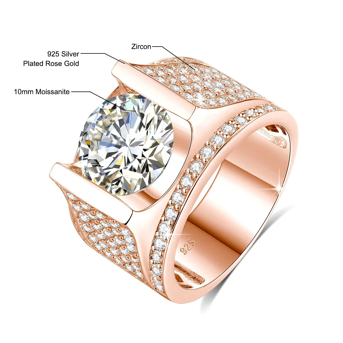 2 Carat Moissanite Rings For Men 925 Sterling Silver White Gold Plated Engagement Wedding Mens Jewellery 2025 Trend Gift Male