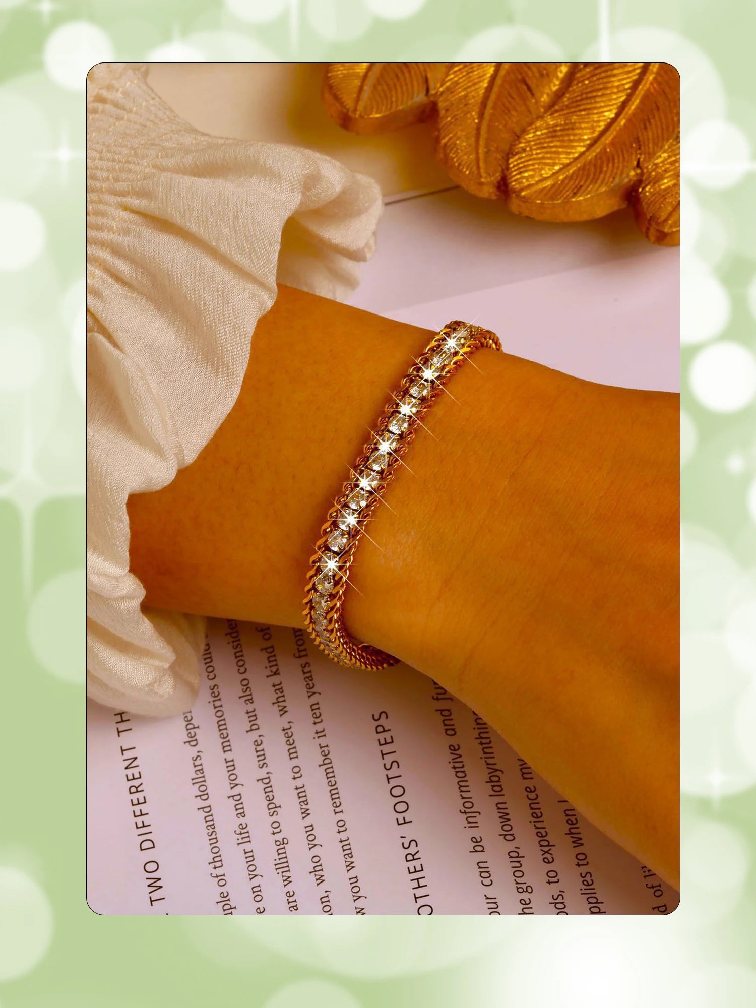 Triple Row Sparkling Bracelet - CZ Center Row, 18K Gold Plated Hypoallergenic Stainless Steel, Luxury Elegant Jewelry for Women