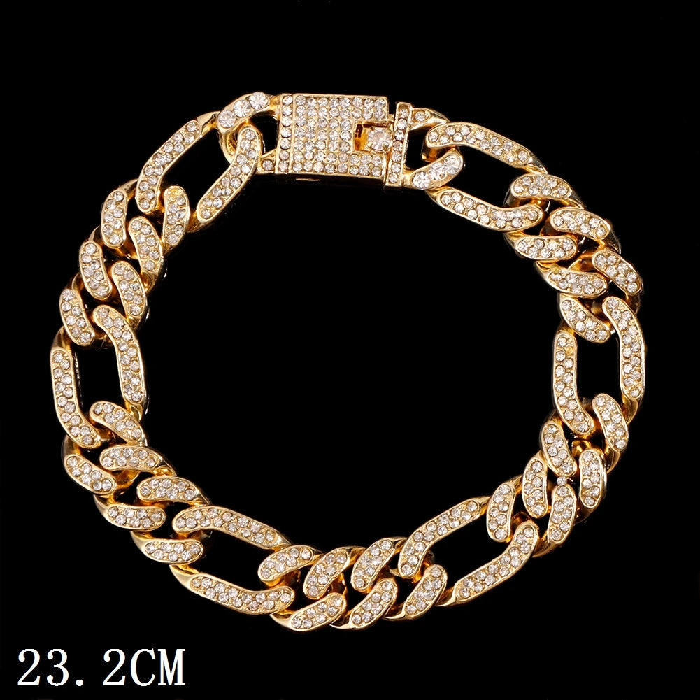 Hip Hop Iced Out Prong Cuban Link Chain Anklet For Women Gold Silver Color Prong Rhombus Cuban Anklets Bracelet Fashion Jewelry