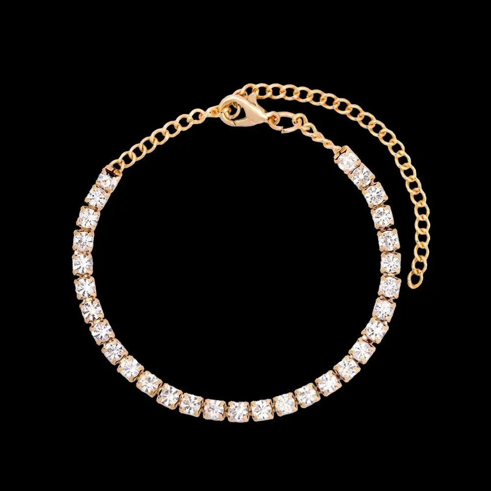 Hip Hop Iced Out Prong Cuban Link Chain Anklet For Women Gold Silver Color Prong Rhombus Cuban Anklets Bracelet Fashion Jewelry