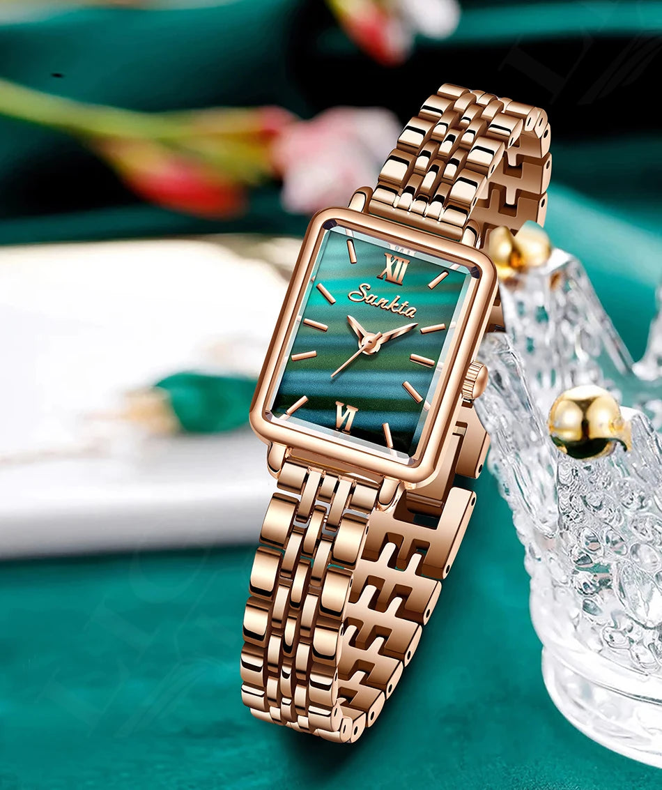 SUNKTA Fashion Ladies Watch Elegant Dress Womens Wristwatches Ceramic Bracelet Watches for Women Waterproof Clock Reloj Mujer